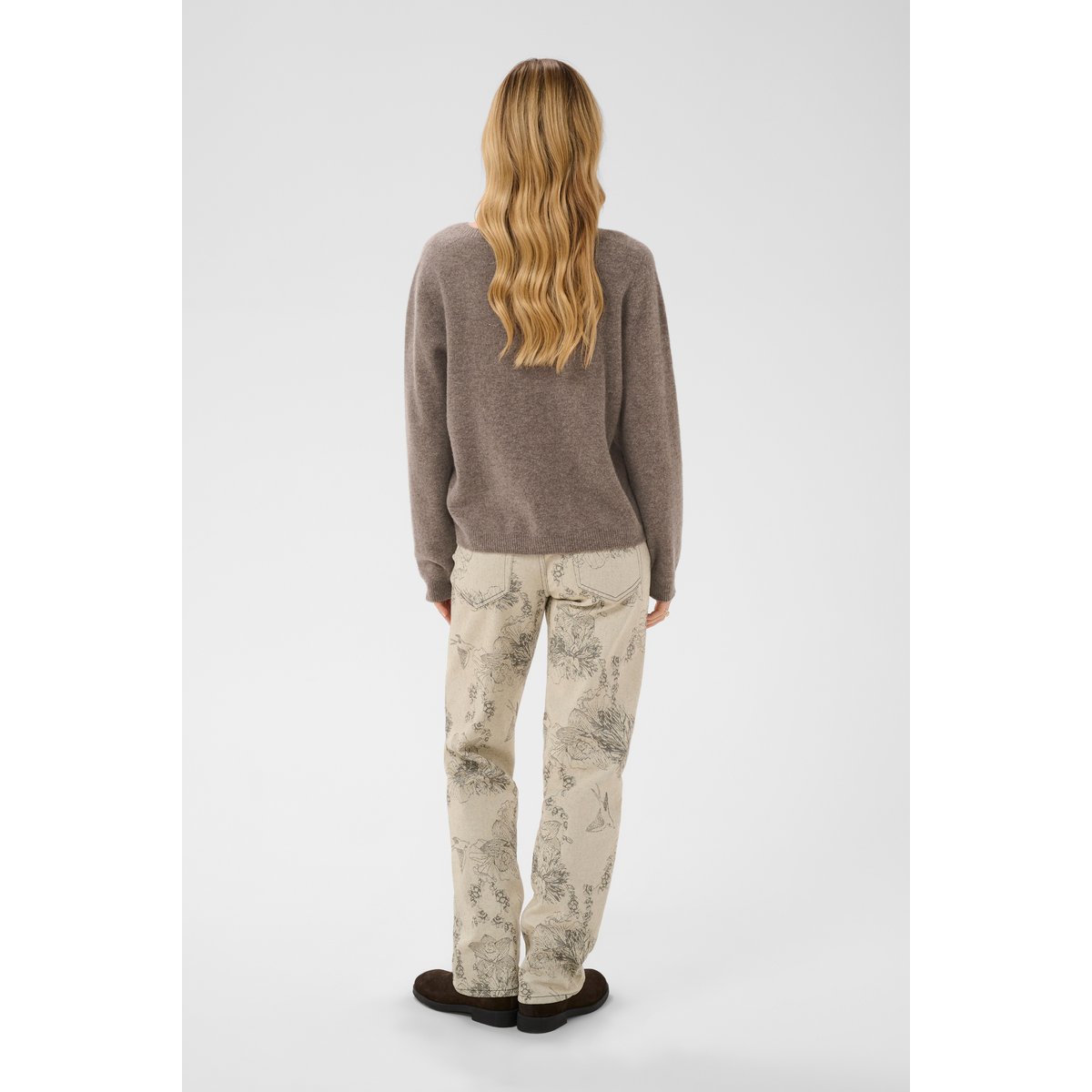 Pullover tricoté marron java melange, CREAM
