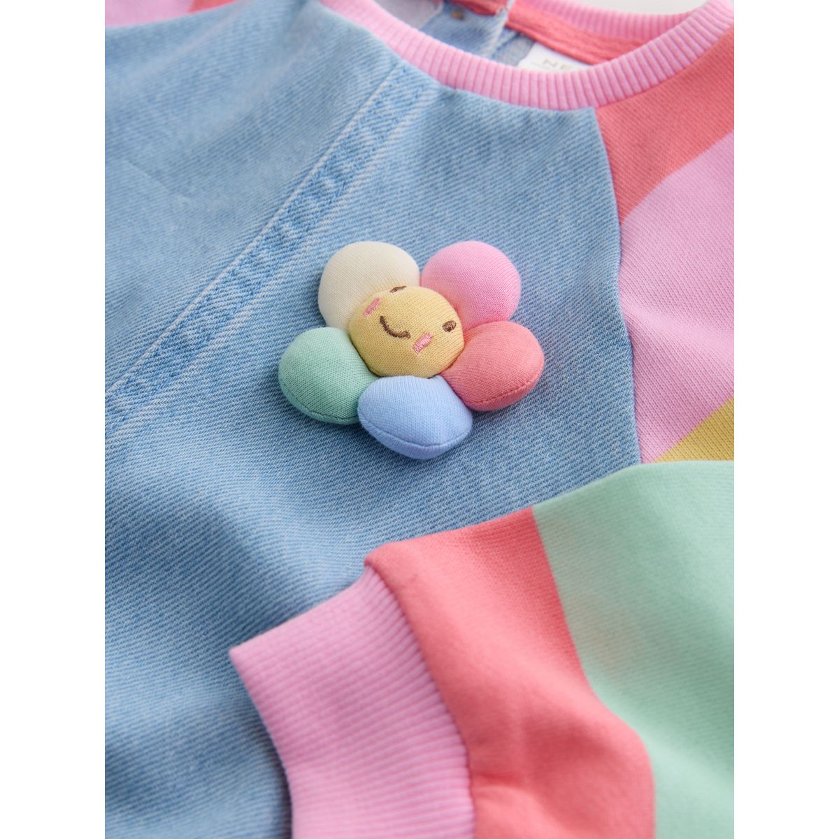 Robe en jean à manches raglan arc-en-ciel pastel, NEXT