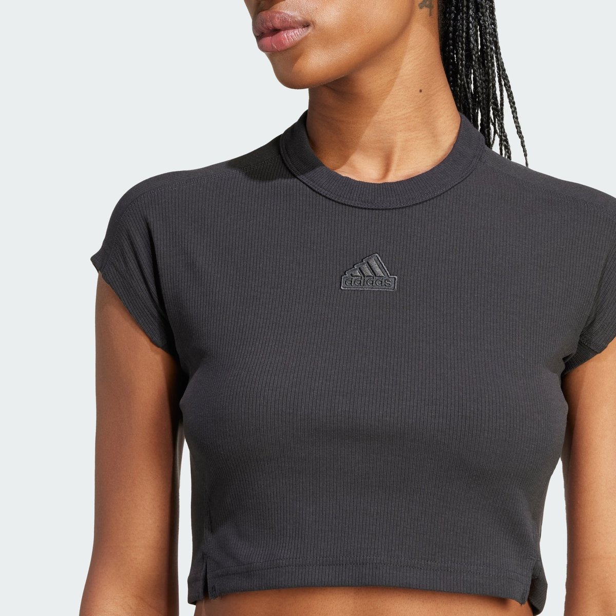 T-shirt court côtelé Lounge black, ADIDAS SPORTSWEAR