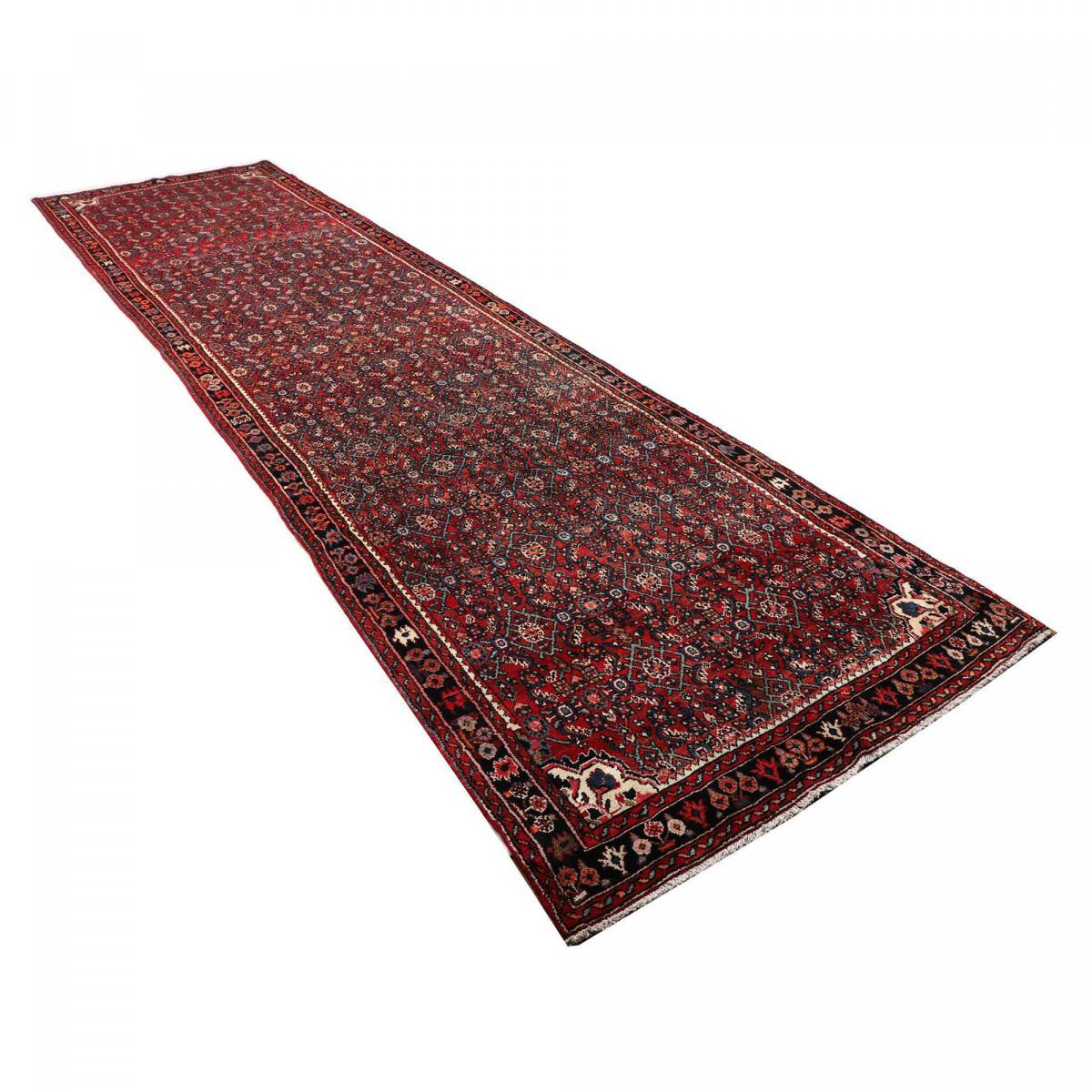 Tapis d'orient au motif oriental, noué à la main, HAMADAN 4 bordeaux, beige, bleu, UN AMOUR DE TAPIS