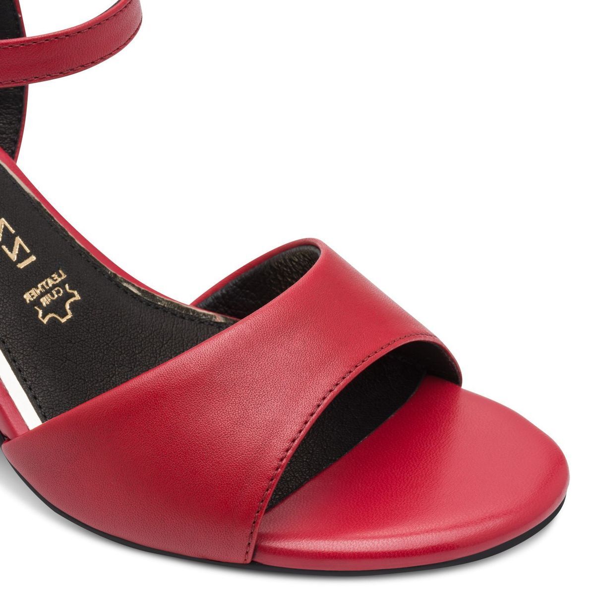 Sandale à talon en cuir rouge, MARCO TOZZI