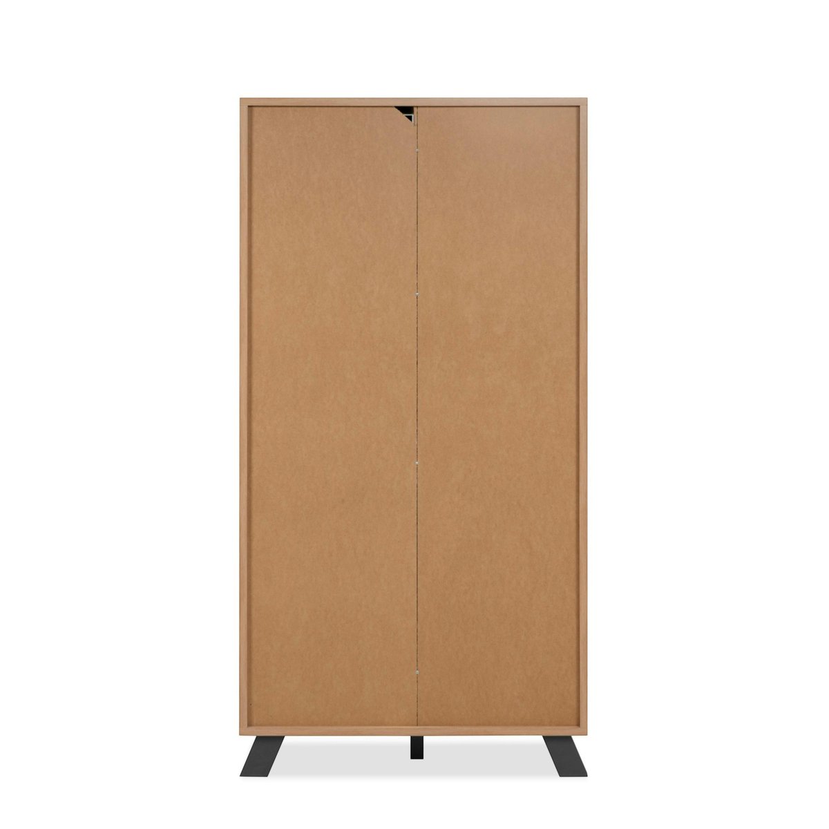 Buffet haut 1 porte noire rainurée 80 cm ALVA bois naturel, PIER IMPORT