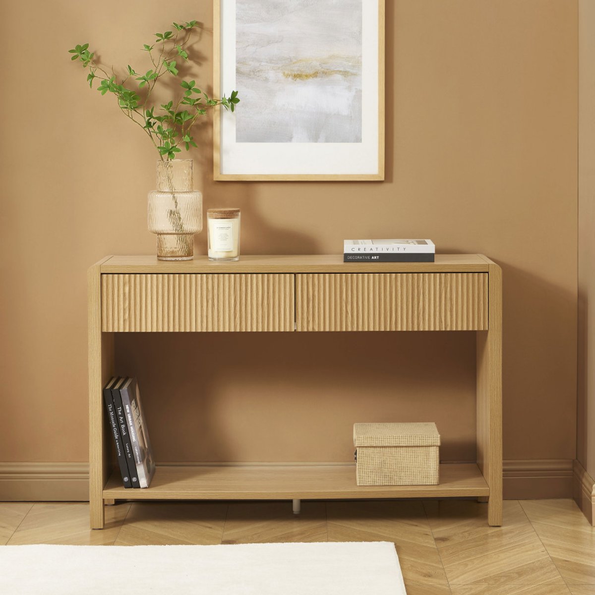 Console 2 tiroir en bois L120cm- PAULA bois clair, DRAWER