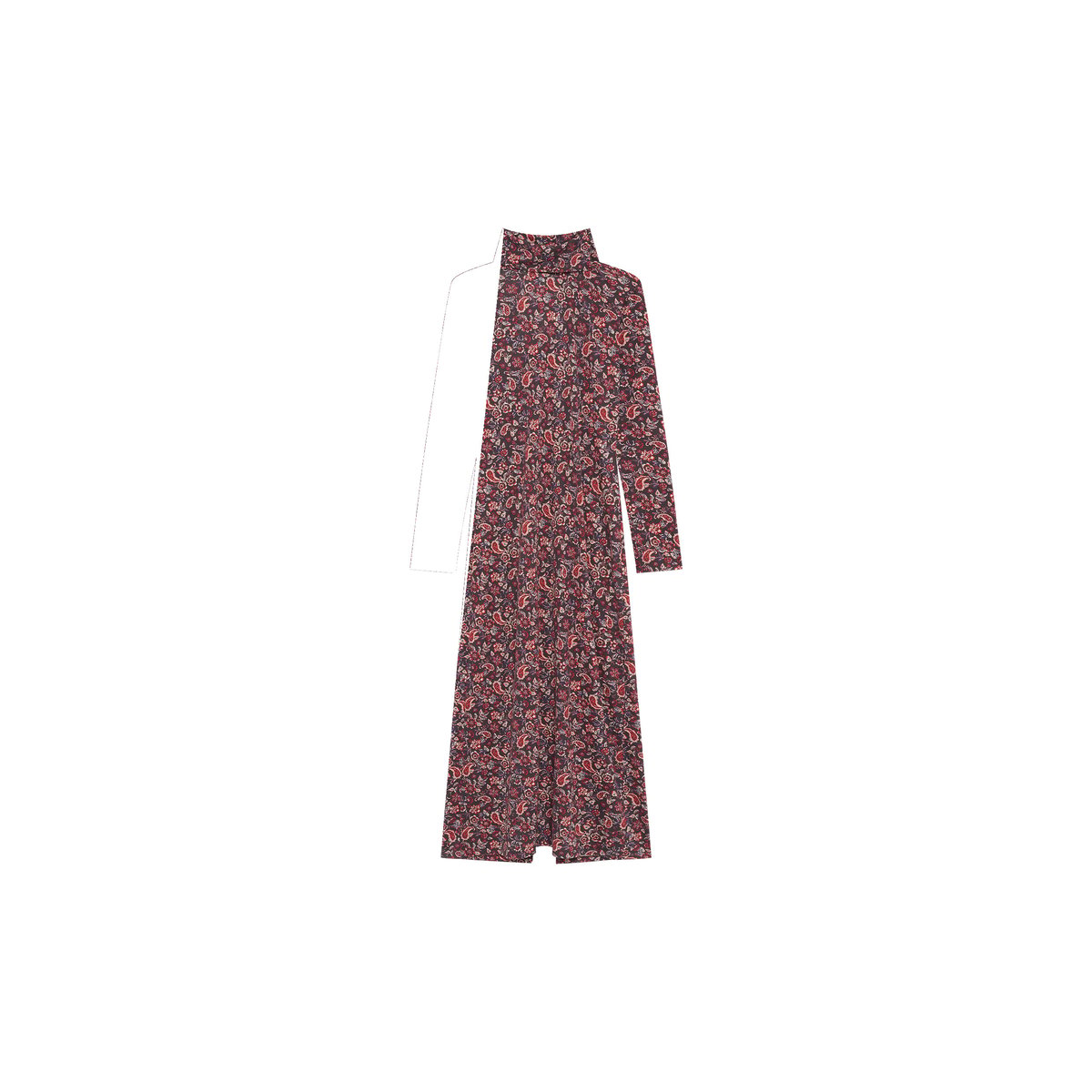 Robe longue col roulé RINNA bordeaux, CAROLL