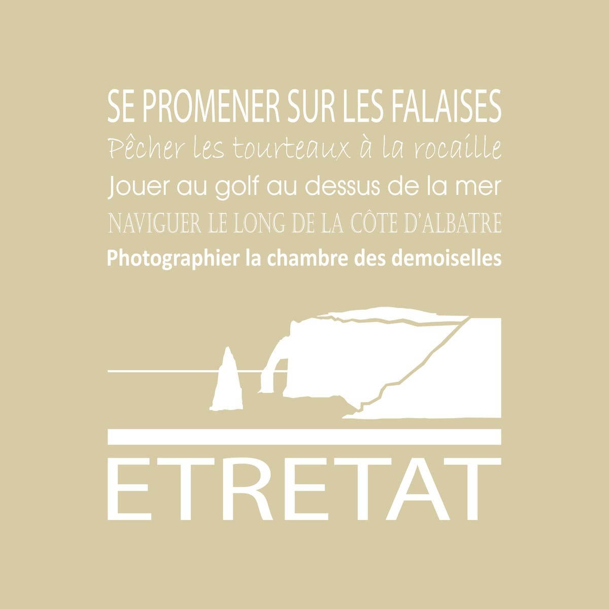 Tableau Mural Etretat ILLUSTRATION tableaux sur toile-beige, CEANOTHE