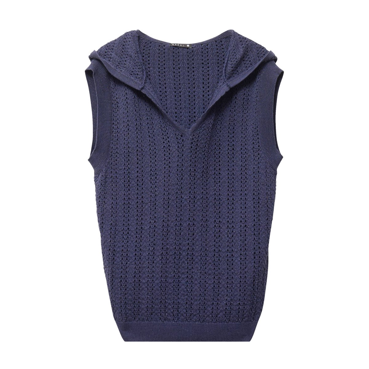 Pull droit sans manches à capuche bleu marine, BREAL