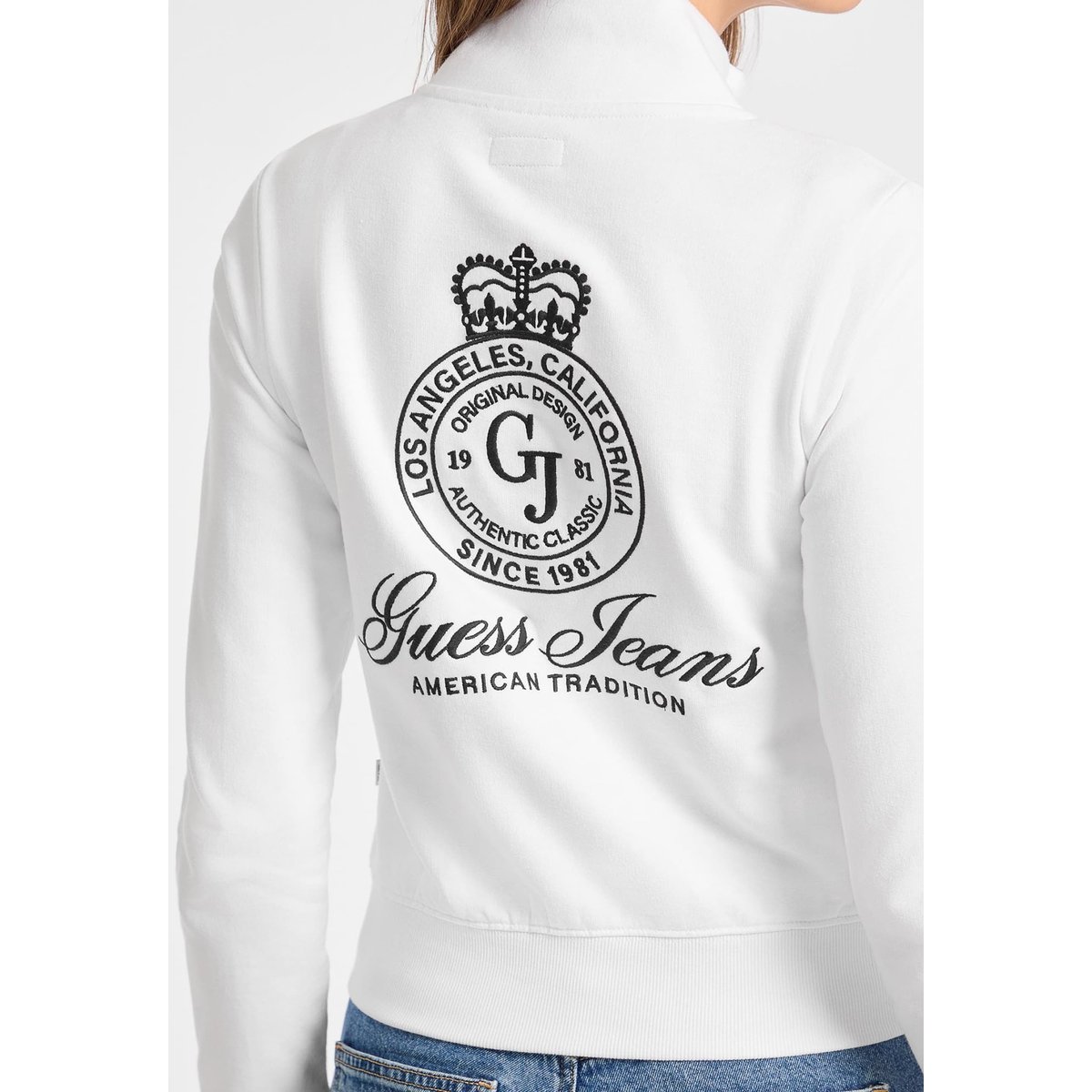 Sweat-Shirt Zippé Avec Logo blanc, GUESS JEANS