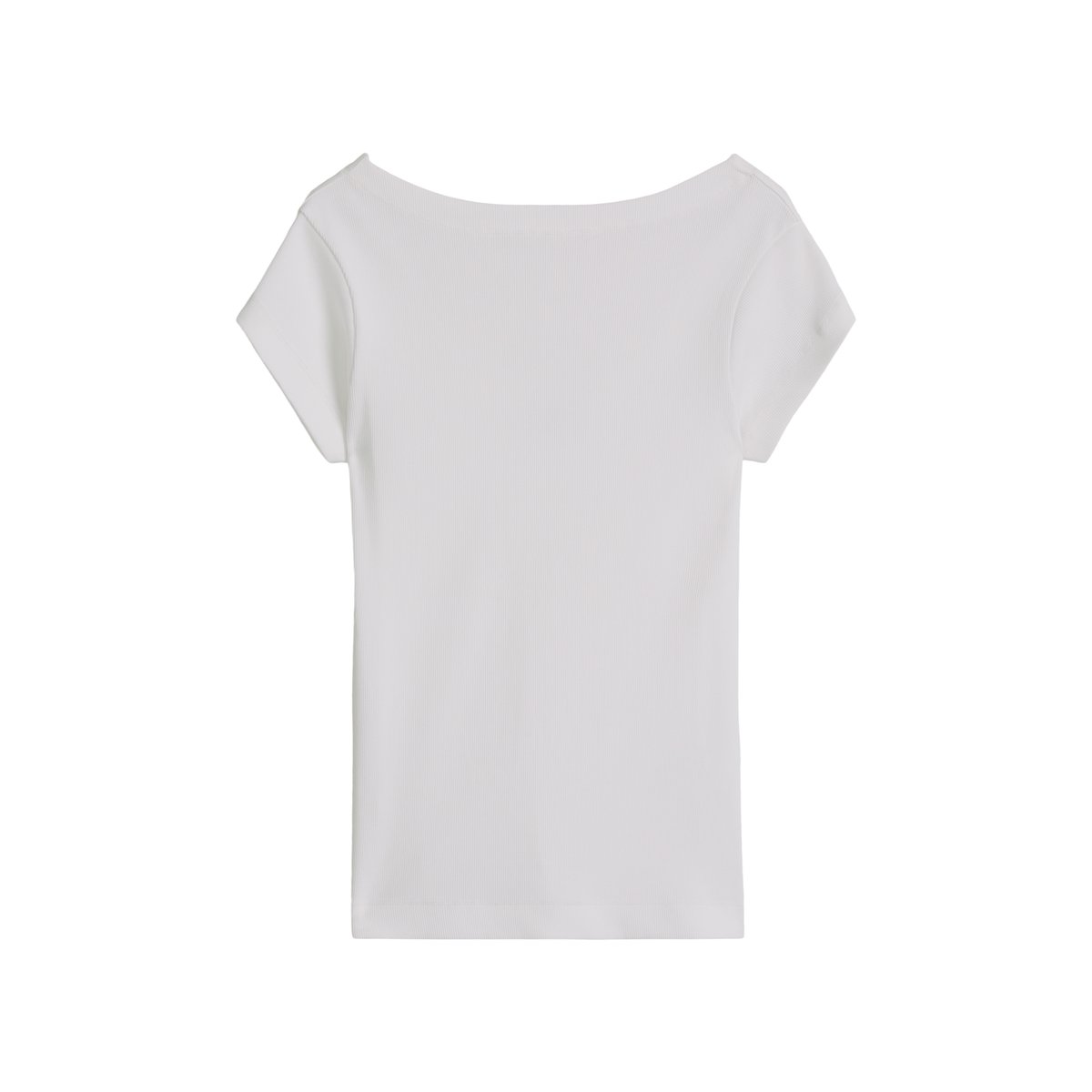 T-shirt slim en jersey côtelé élastique blanc, MARC O'POLO