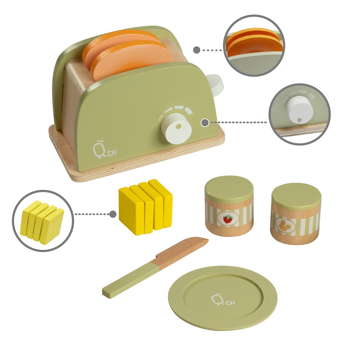 Set grille-pain bois avec accessoires pour petit déjeuner, LITTLE CHEF multicolore, TEAMSON KIDS