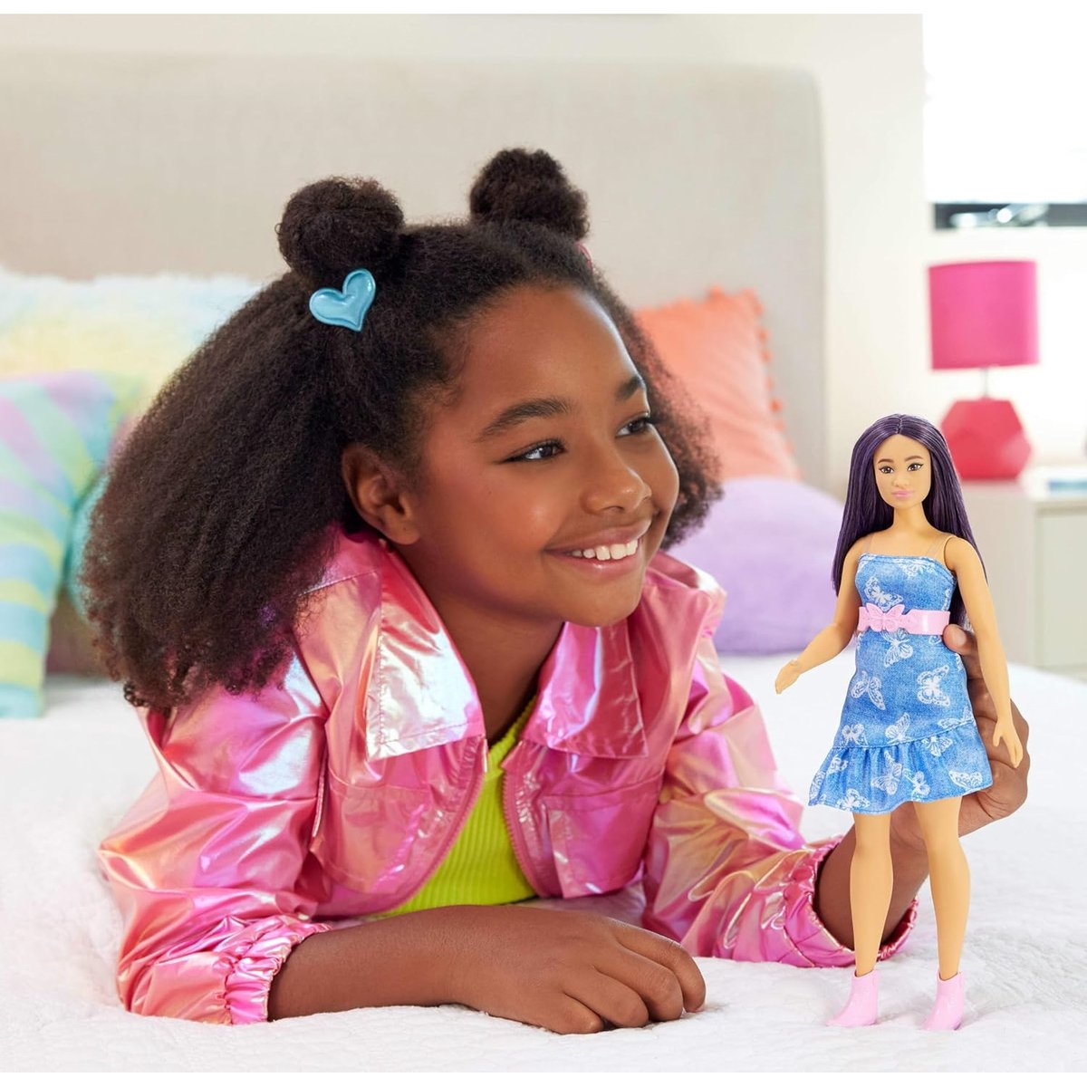 Poupée Fashionistas aux cheveux violets bleu et rose, MATTEL