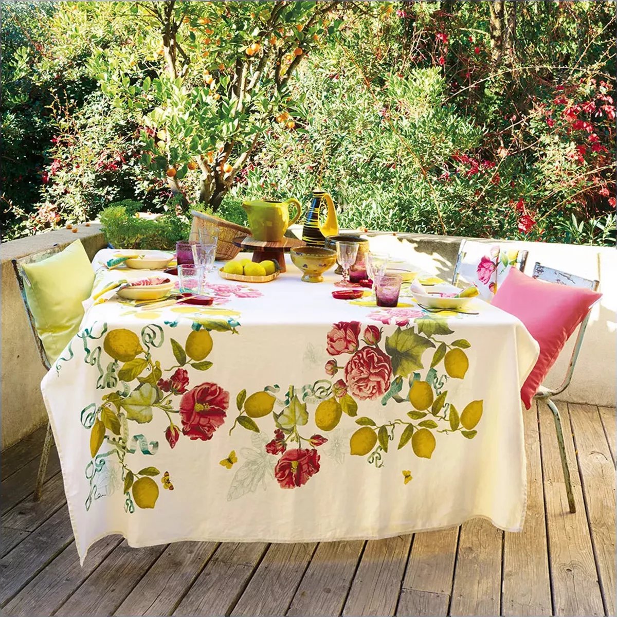 Nappe lin & coton lavé CITRONS DE MENTON romance, GARNIER THIEBAUT