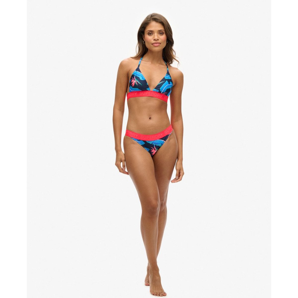 Haut de bikini triangle à logo bleu marine paradis, SUPERDRY