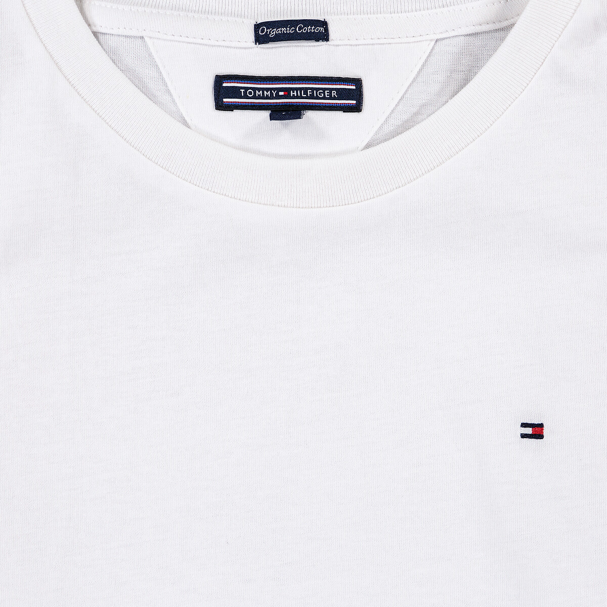 T-shirt em algodão bio, gola redonda branco, TOMMY HILFIGER