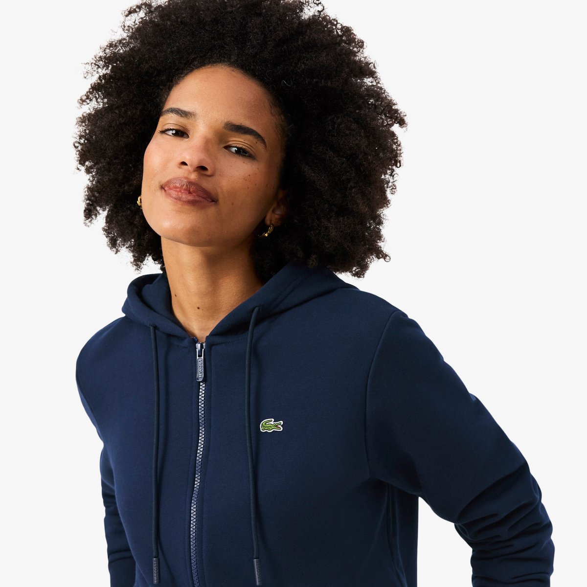 Sweatshirt zippé à capuche molleton bleu-166, LACOSTE