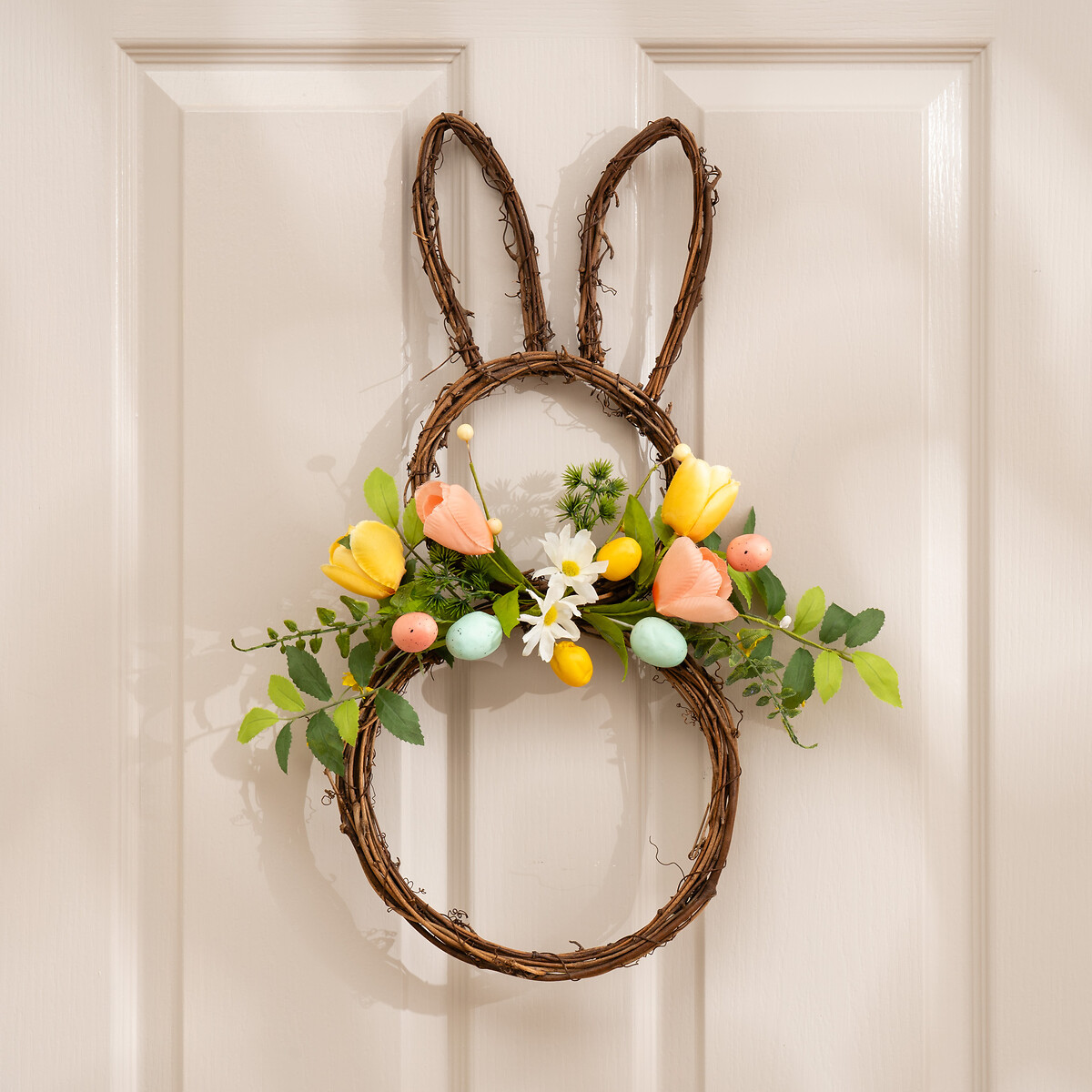 54cm Tulip Bunny Shaped Wreath multi-coloured, SO'HOME