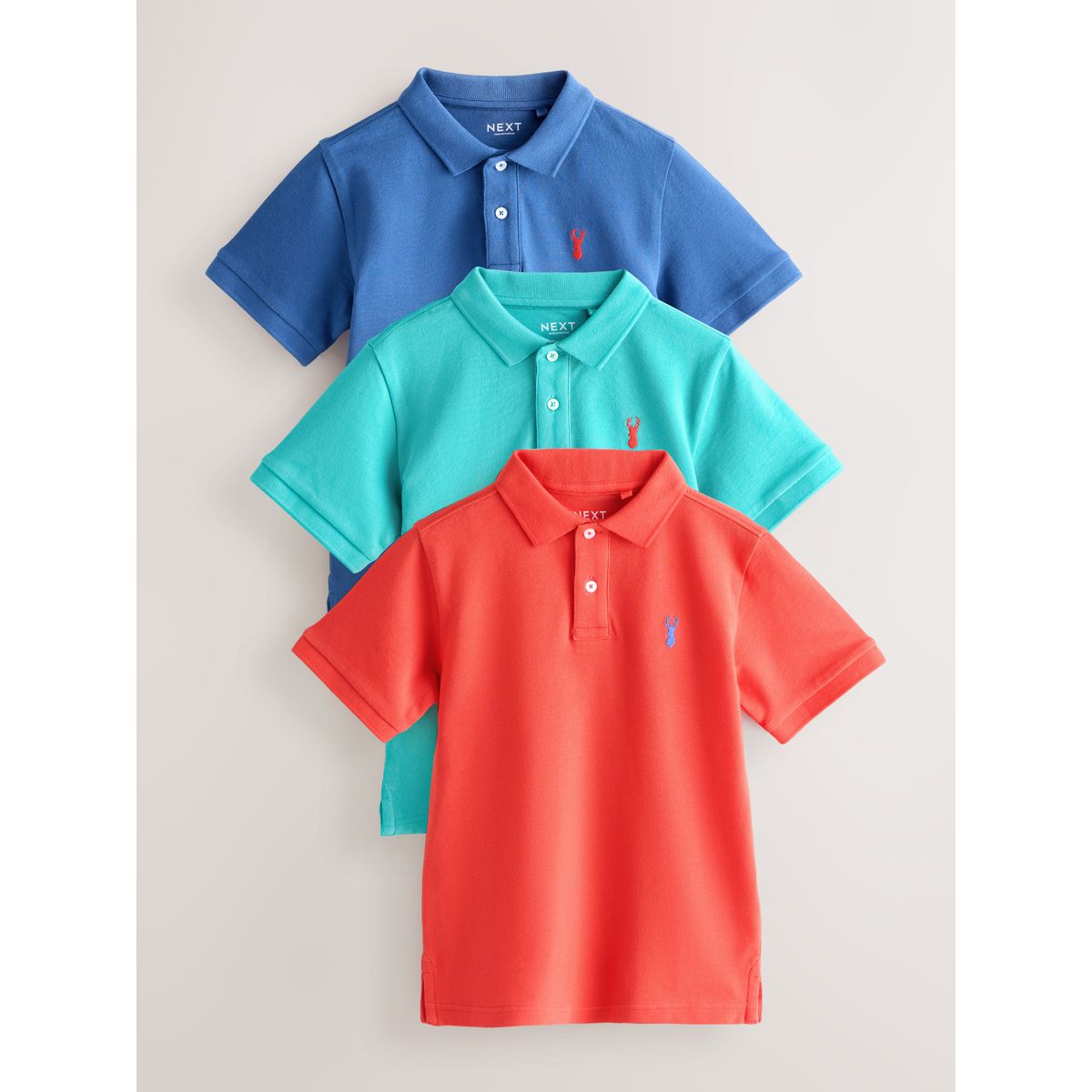 Polo à manches courtes, lot de 3 corail/aigue-marine/marine, NEXT