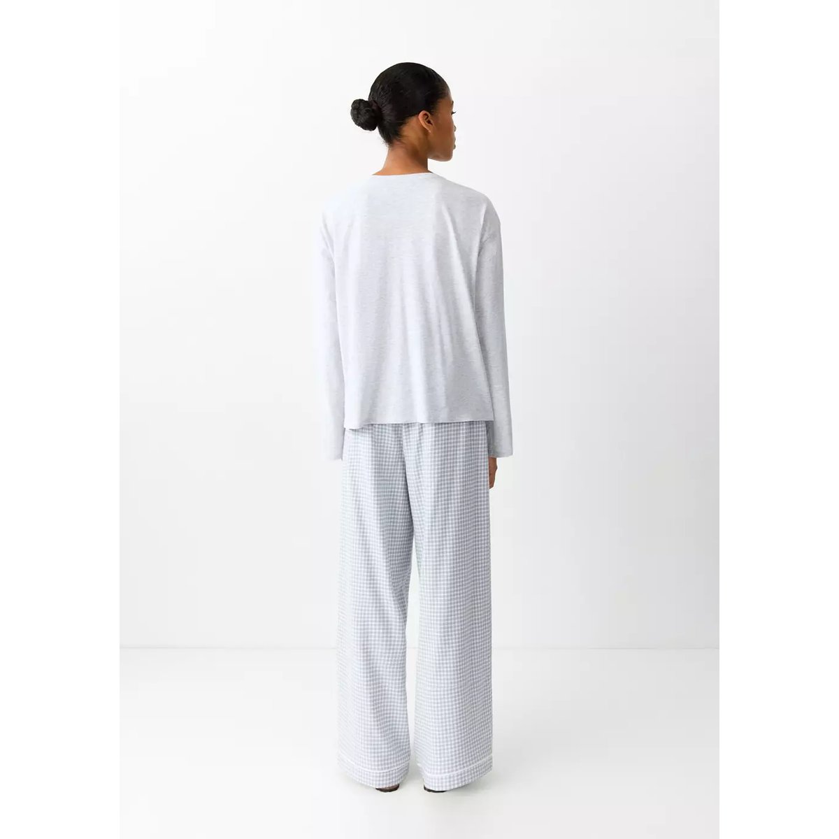 Pyjama à carreaux vichy gris chiné clair, MANGO TEEN