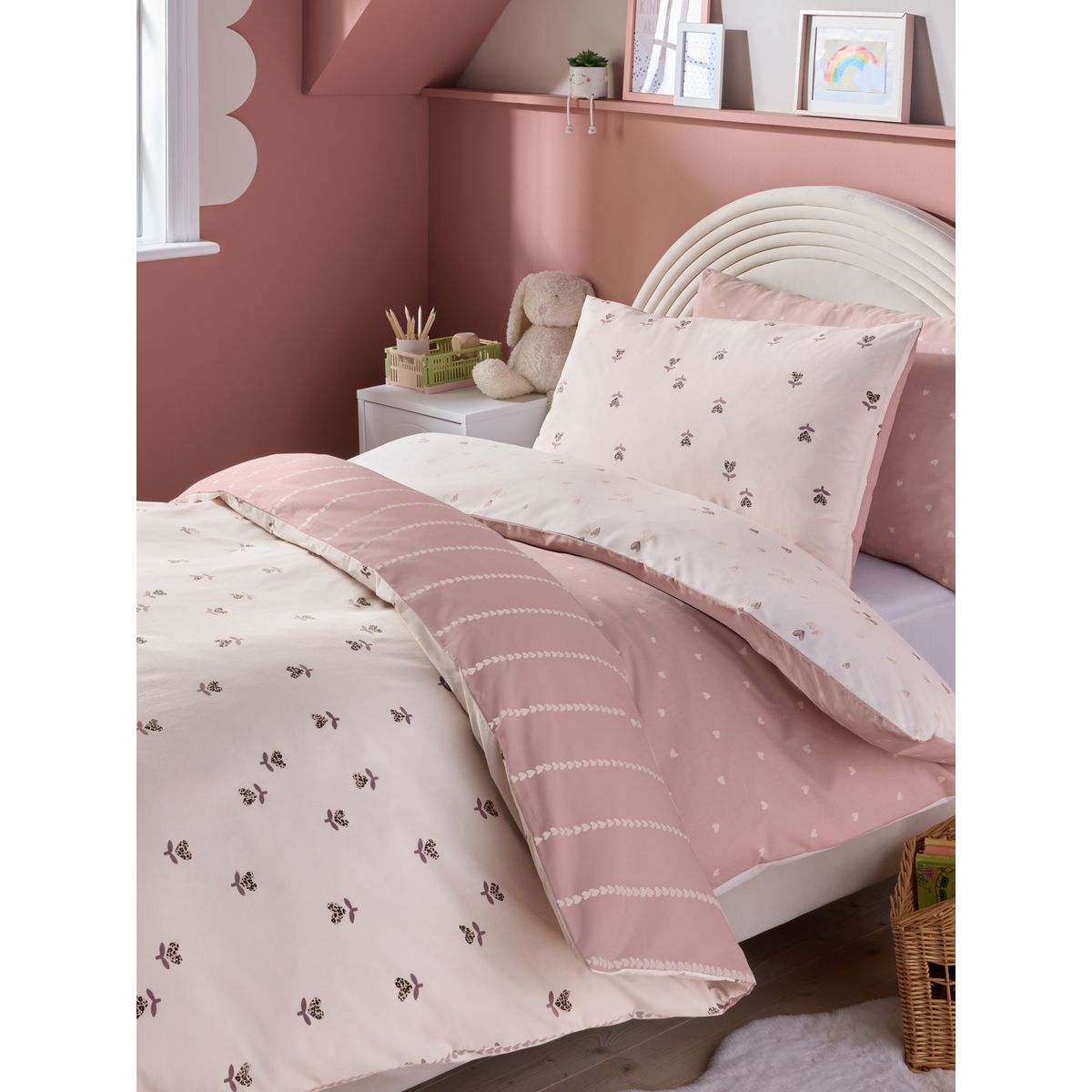 Housse de couette et taies, lot 2 cœurs naturels, NEXT