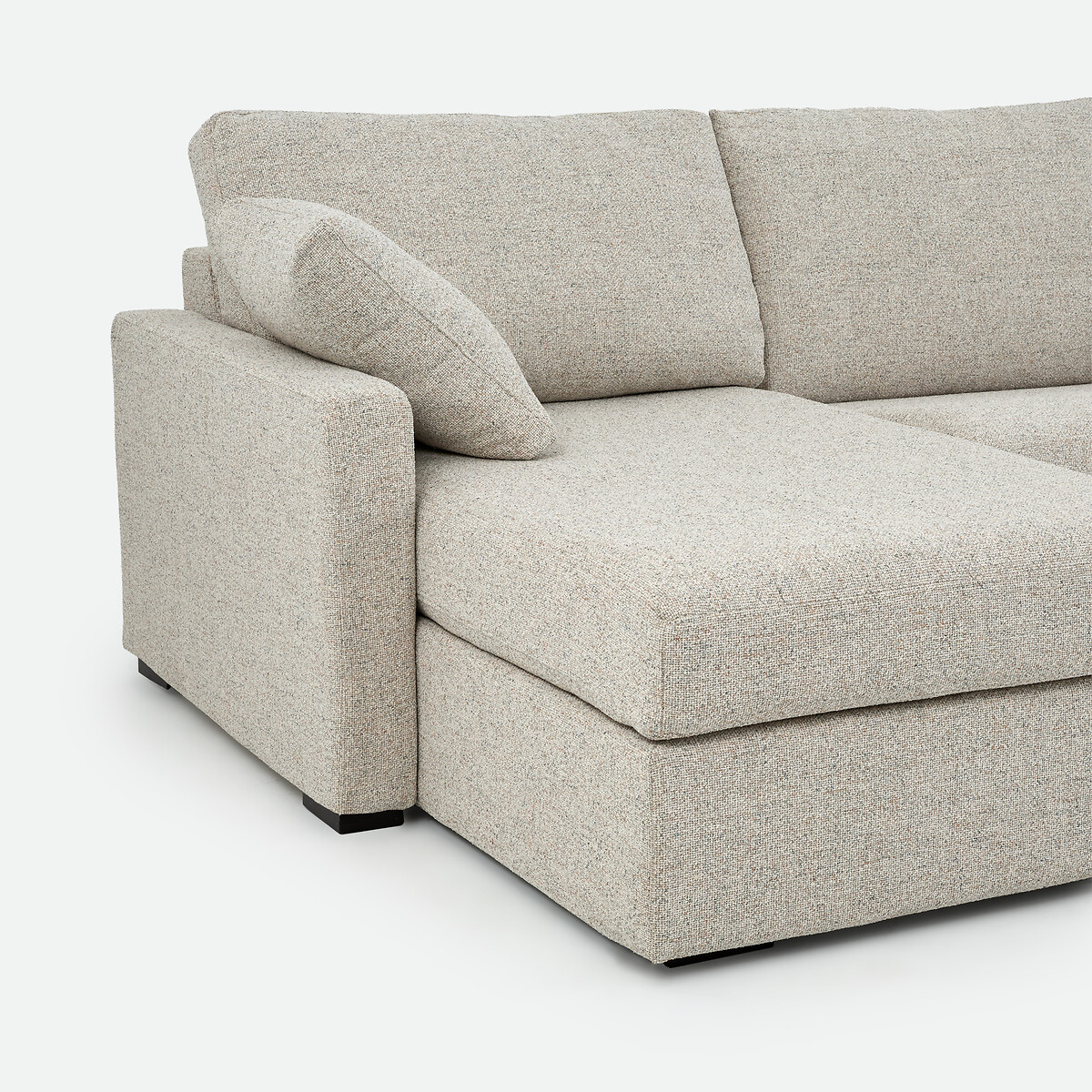 Canapé d'angle, convertible, 4 places, Premium HR, tissu texturé moucheté TIMOR ecru/bleu, LA REDOUTE INTERIEURS