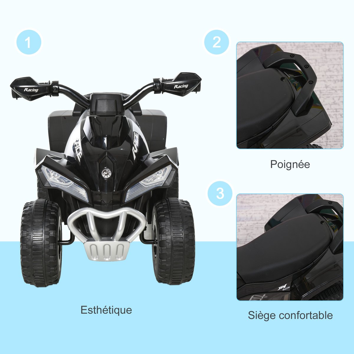 Voiture à glissière pour enfants Plastique noir, HOMCOM