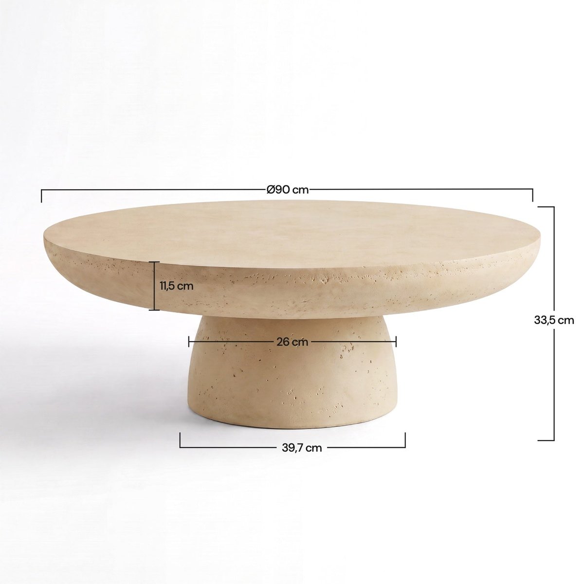 Table basse ronde en fibre d'argile effet béton D90 cm - PAROS beige, MAISON PAVANE
