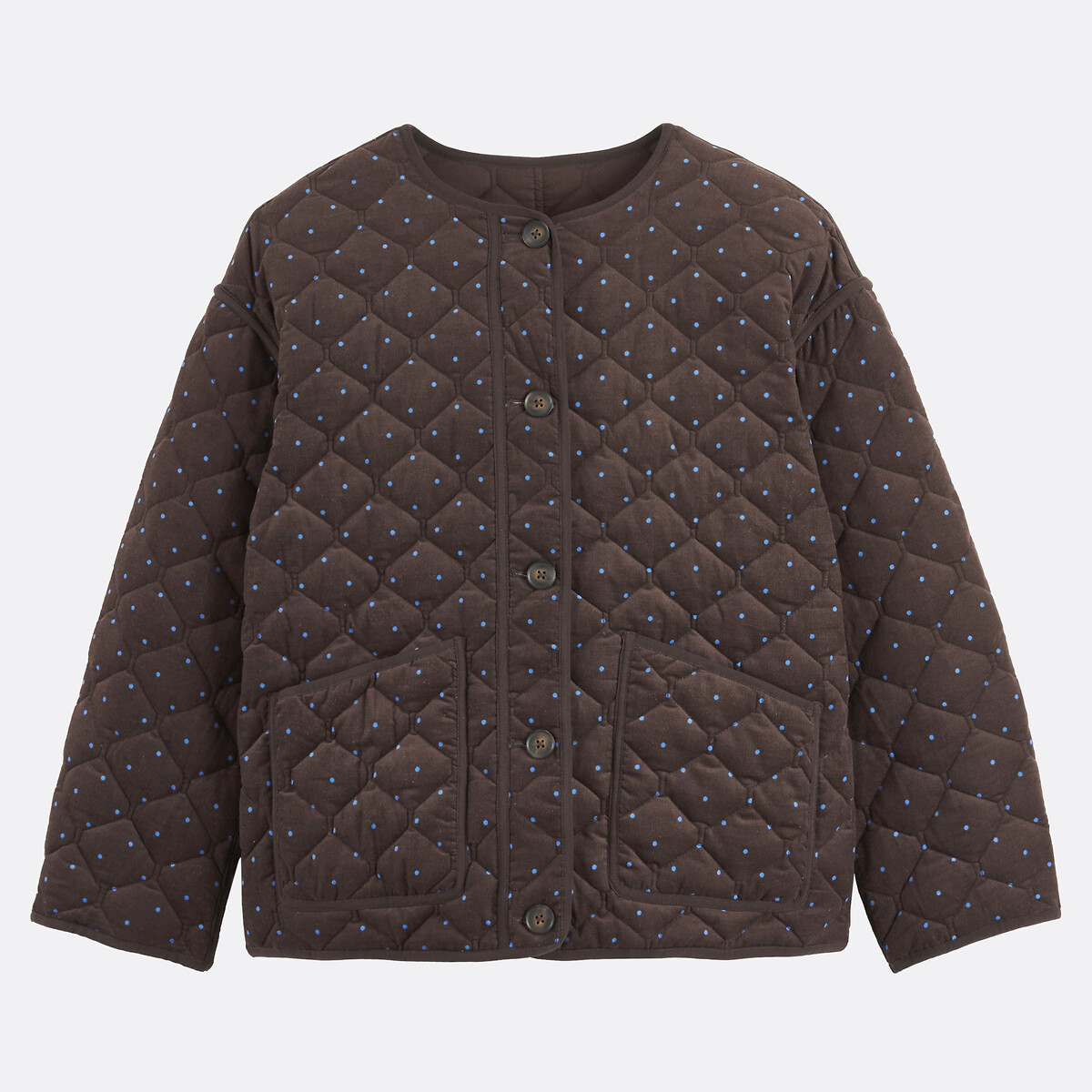 Doudoune courte à pois en coton imprimé pois bleu, LA REDOUTE COLLECTIONS
