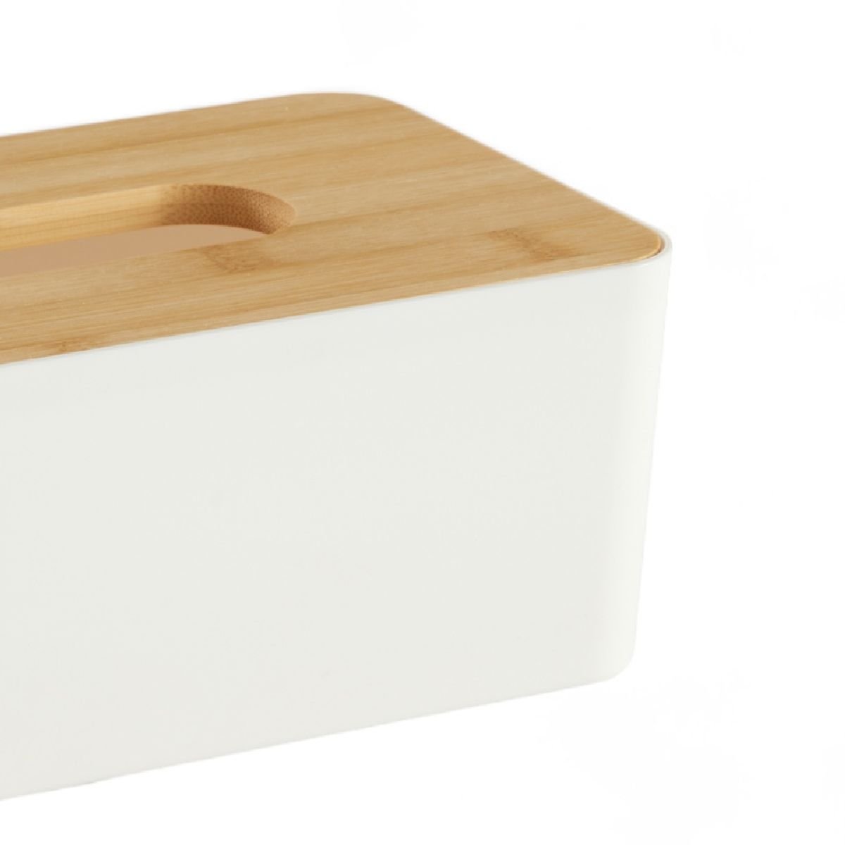 Boîte à mouchoirs rectangulaire avec bambou BATHROOM blanc, UTILITY