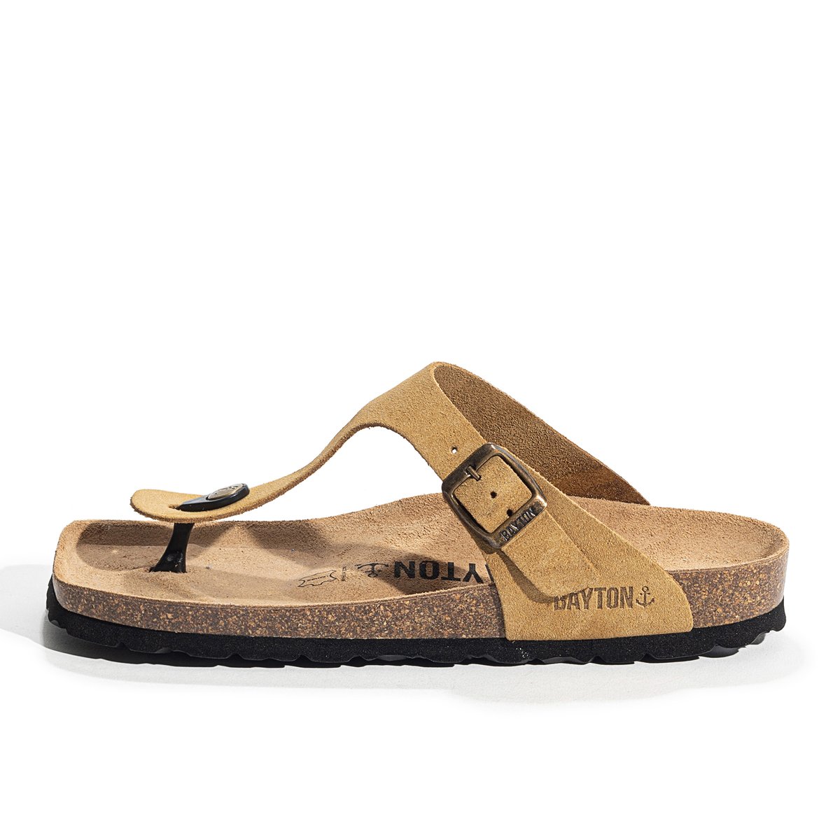 Tongs en cuir suedé MERCURE camel, BAYTON