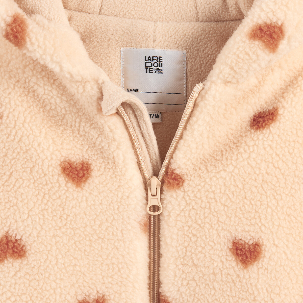 Combipilote à capuche en sherpa, motif coeurs beige, LA REDOUTE COLLECTIONS