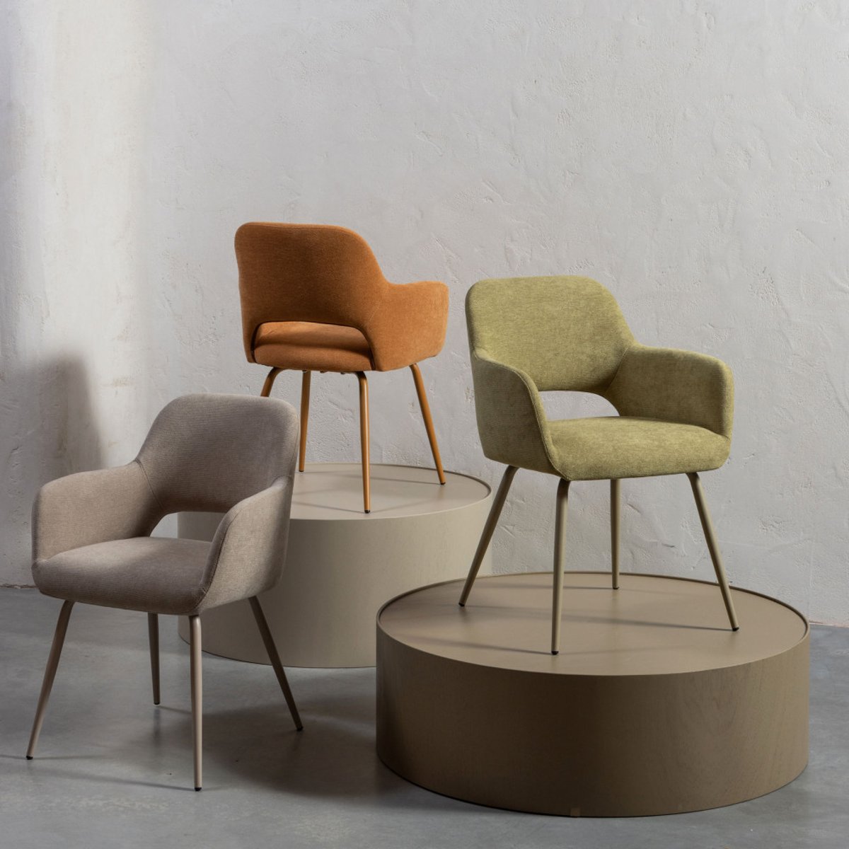 Lot de 2 fauteuils de table en tissu- JENNY beige, WOOOD