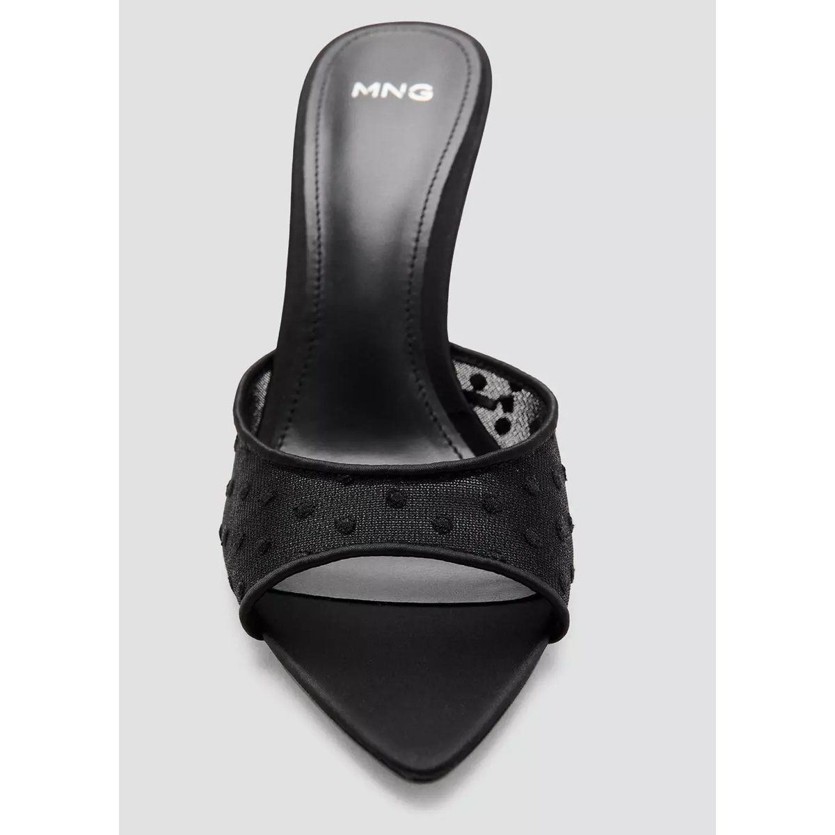 Sandales en mesh à talon noir, MANGO