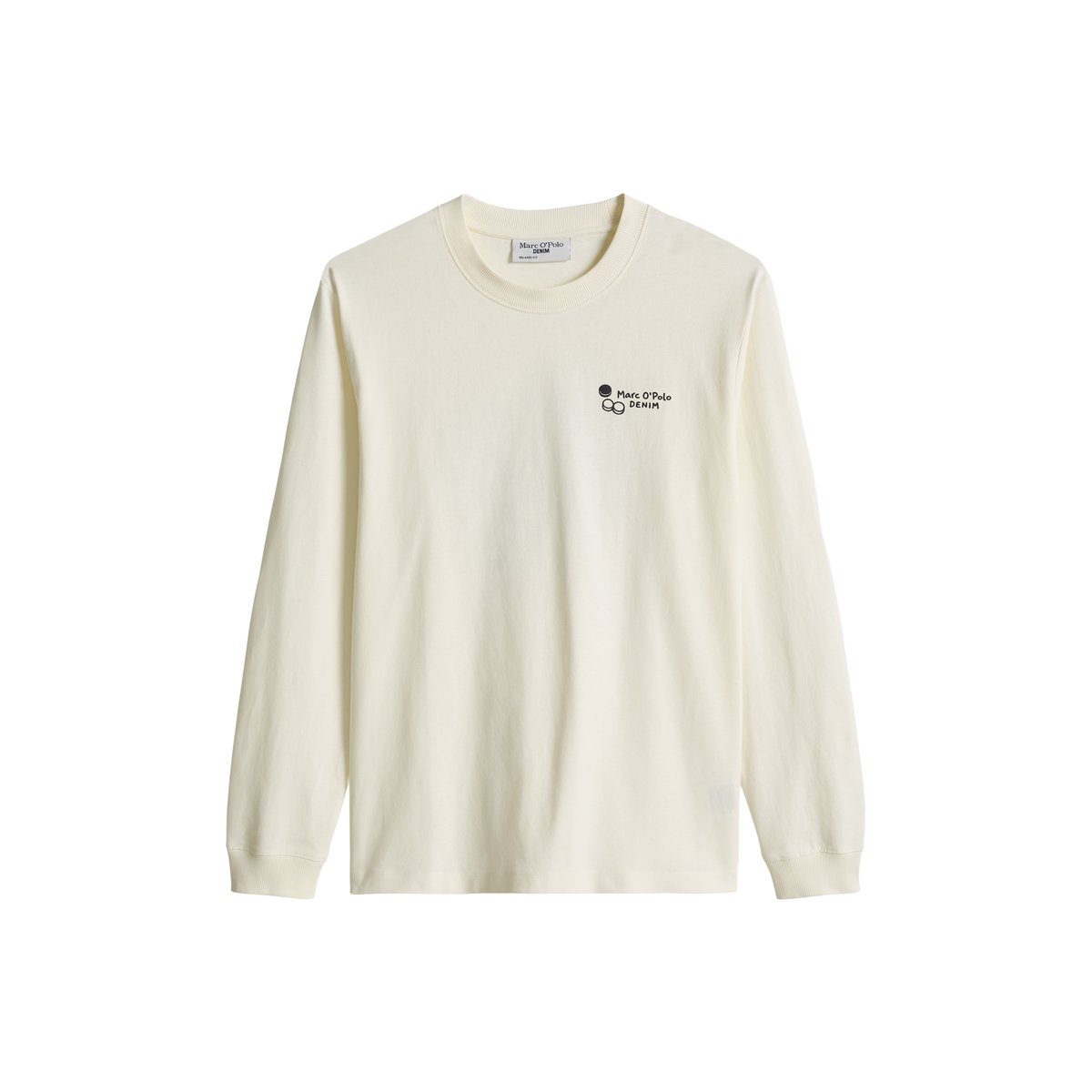T-shirt à manches longues ample, en tissu épais avec un grand imprimé dans le dos blanc, MARC O’POLO DENIM