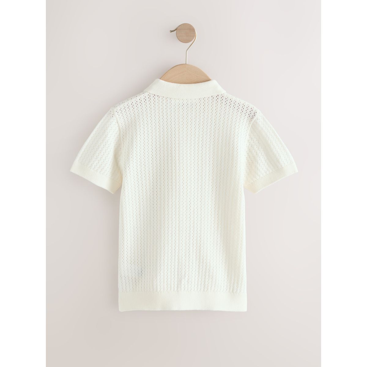 Polo boutonné en maille blanc, NEXT