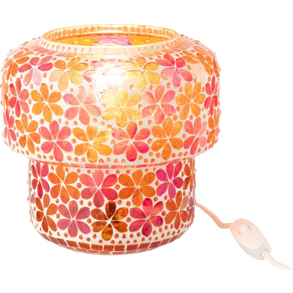 Lampe de table mosaïque en verre rose foncé et orange, RECOLLECTION