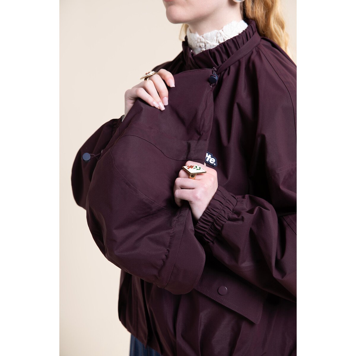 Veste imperméable à capuche amovible, GARANCE cassis, FLOTTE
