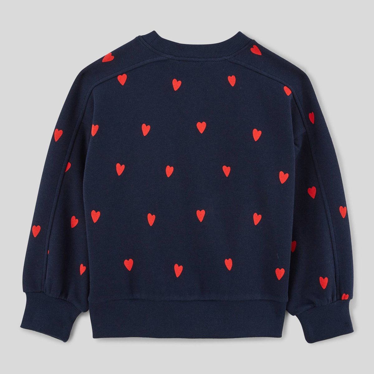 Sweat imprimé coeurs contenant du coton BIO marine, MONOPRIX