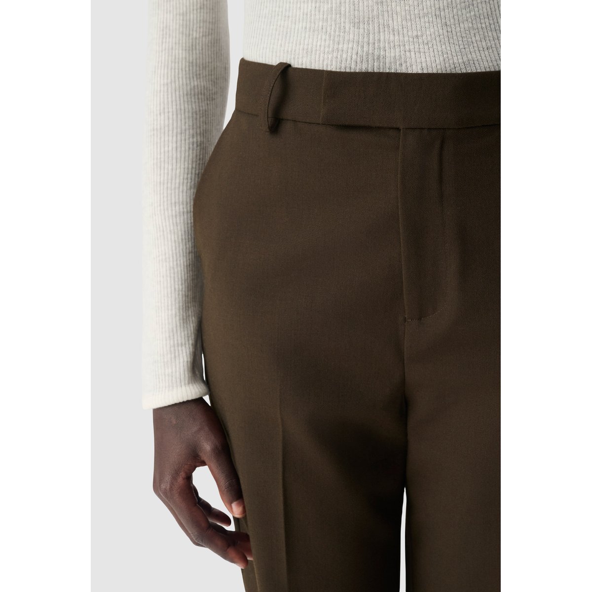 Pantalon de tailleur façon laine froide vert kaki, IKKS