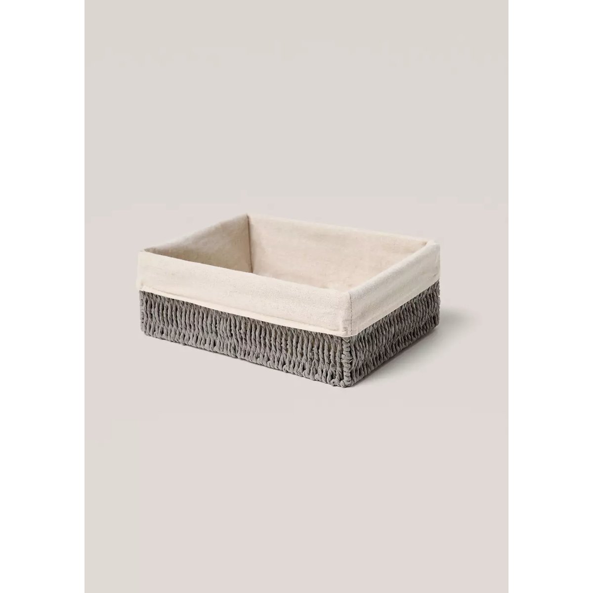 Panier moyen en papier rectangulaire gris, MANGO HOME