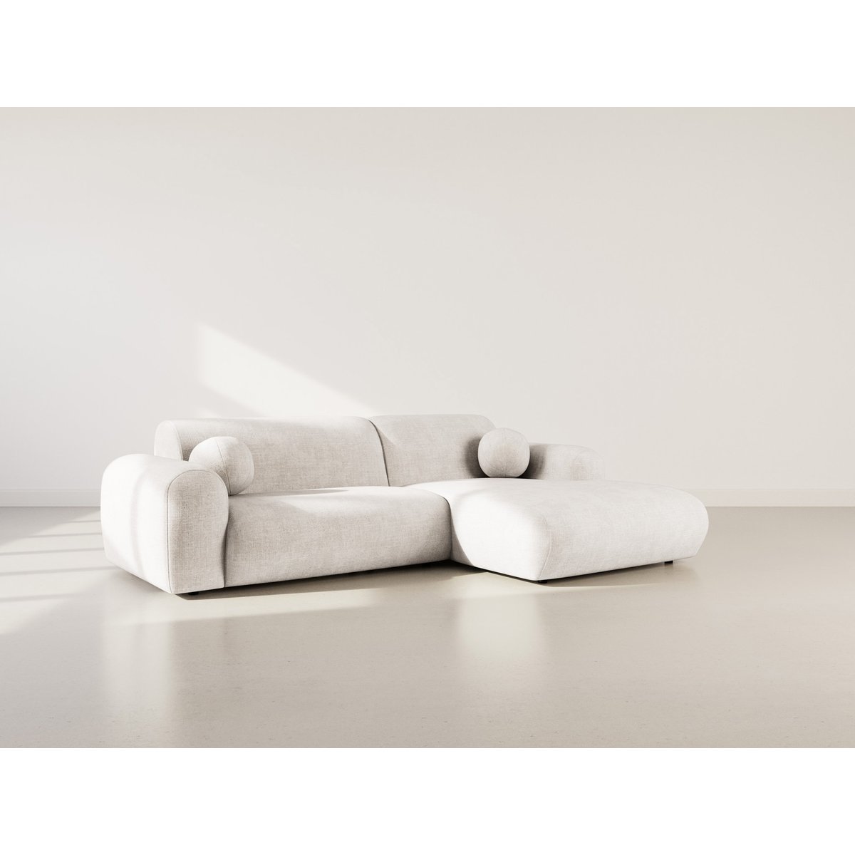 Canapé d'angle droit en velours texturé, LOUISE beige, BEST MOBILIER