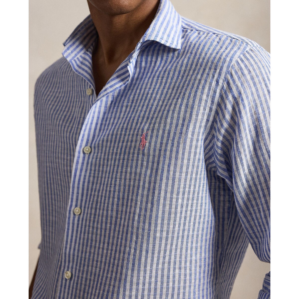 Chemise droite, manches longues bleu/blanc, POLO RALPH LAUREN