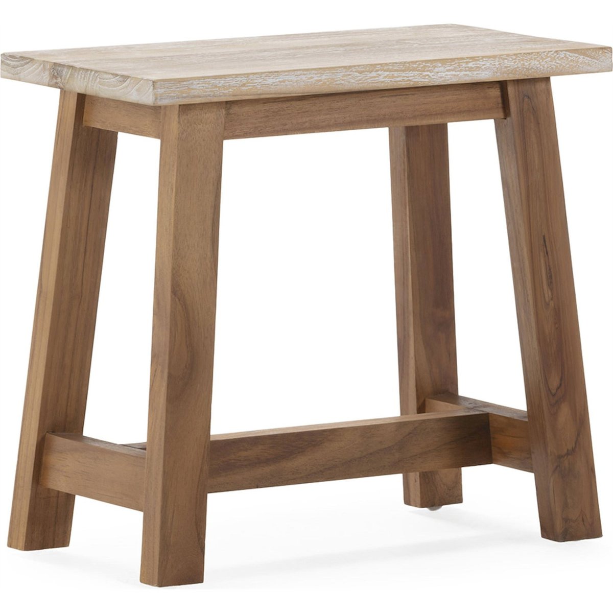 Tabouret en bois massif naturel blanc lavé, RECOLLECTION