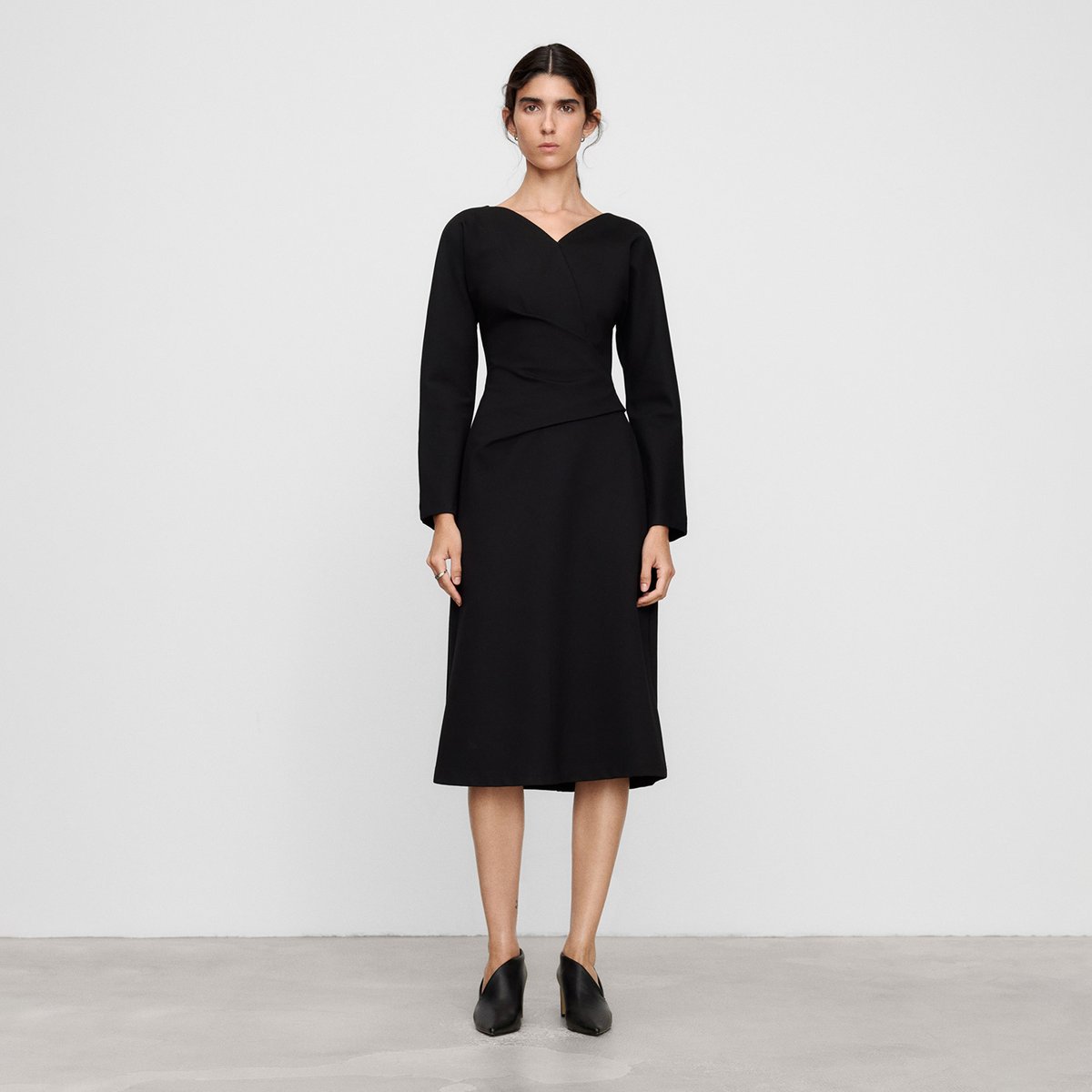 Robe portefeuille midi noir, ADOLFO DOMINGUEZ