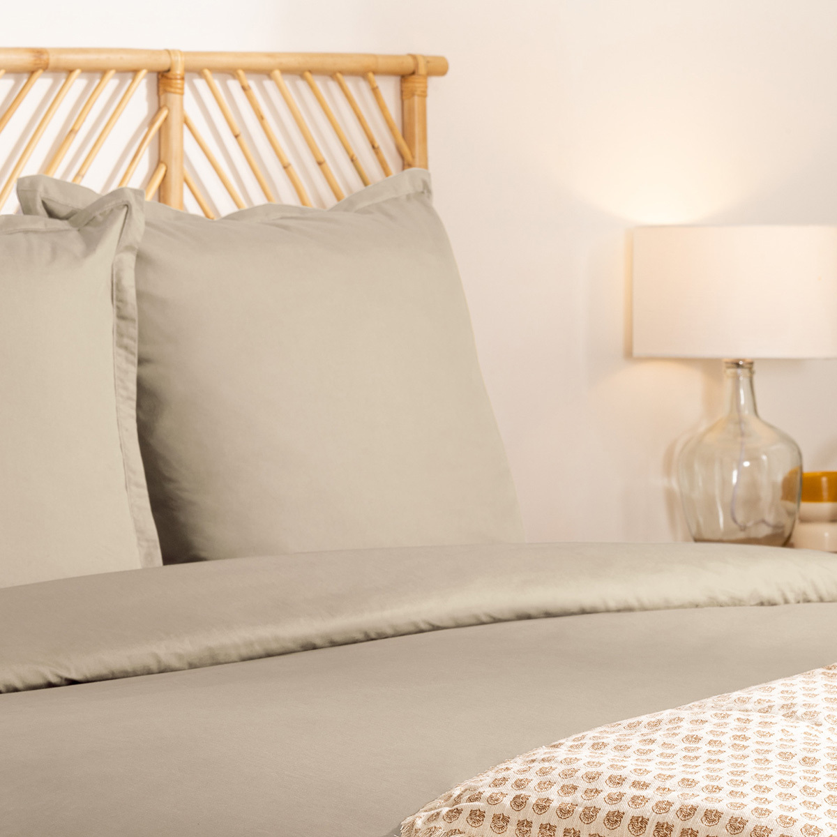 Taie d'oreiller en coton LANDIHA beige lin, ATMOSPHERA