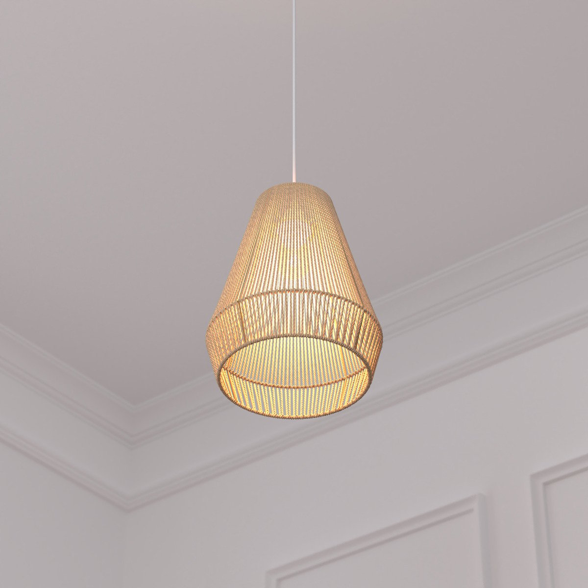 Suspension en jute tressé PALM marron caramel, ATMOSPHERA