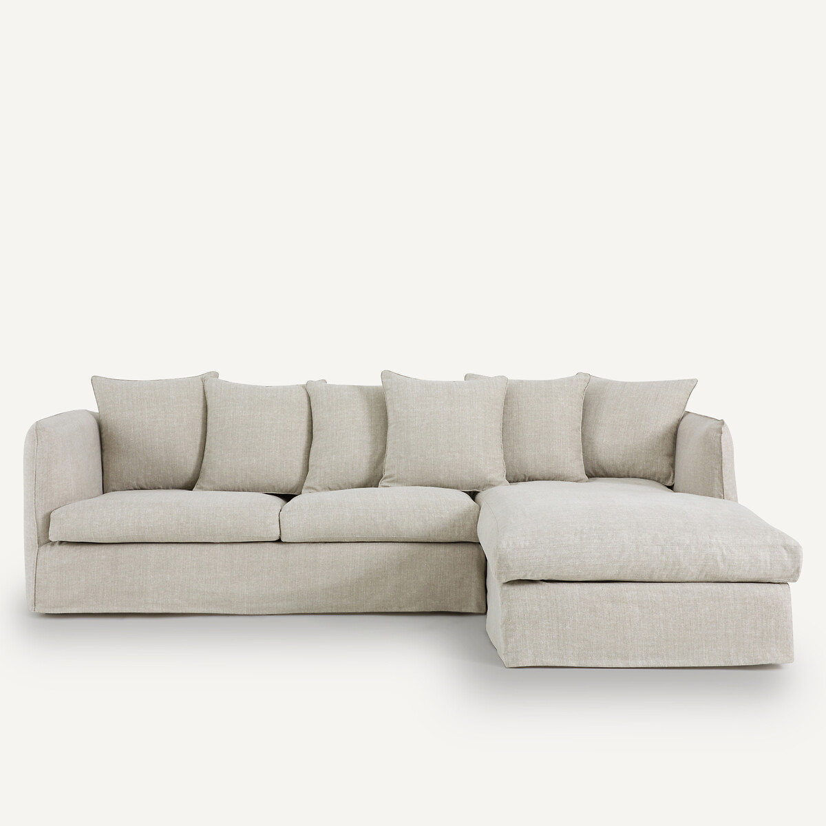 Canapé d'angle, en coton et lin, Néo Chiquito beige, AM.PM