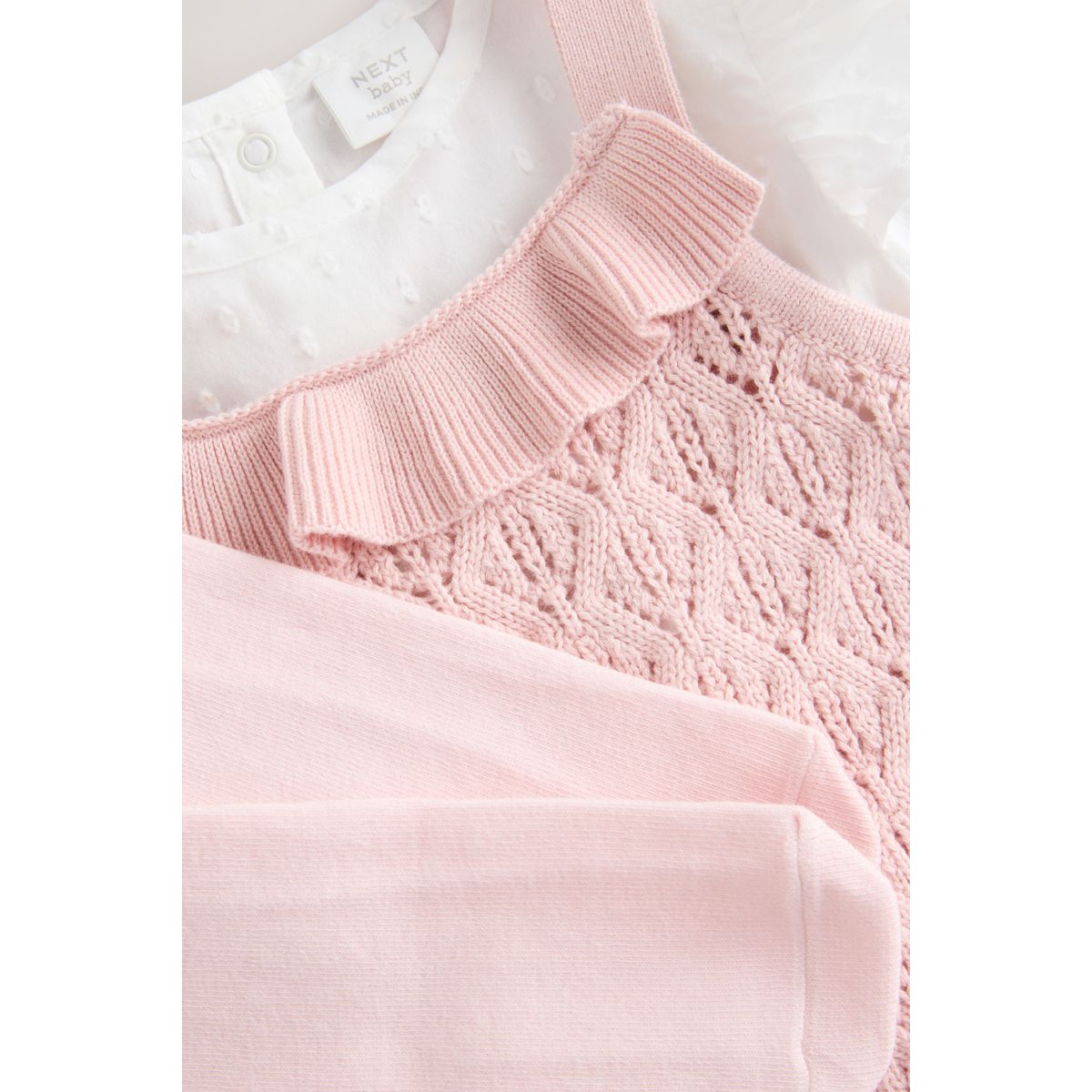 Barboteuse, collants salopette bébé, 3 pièces rose/ blanc, NEXT