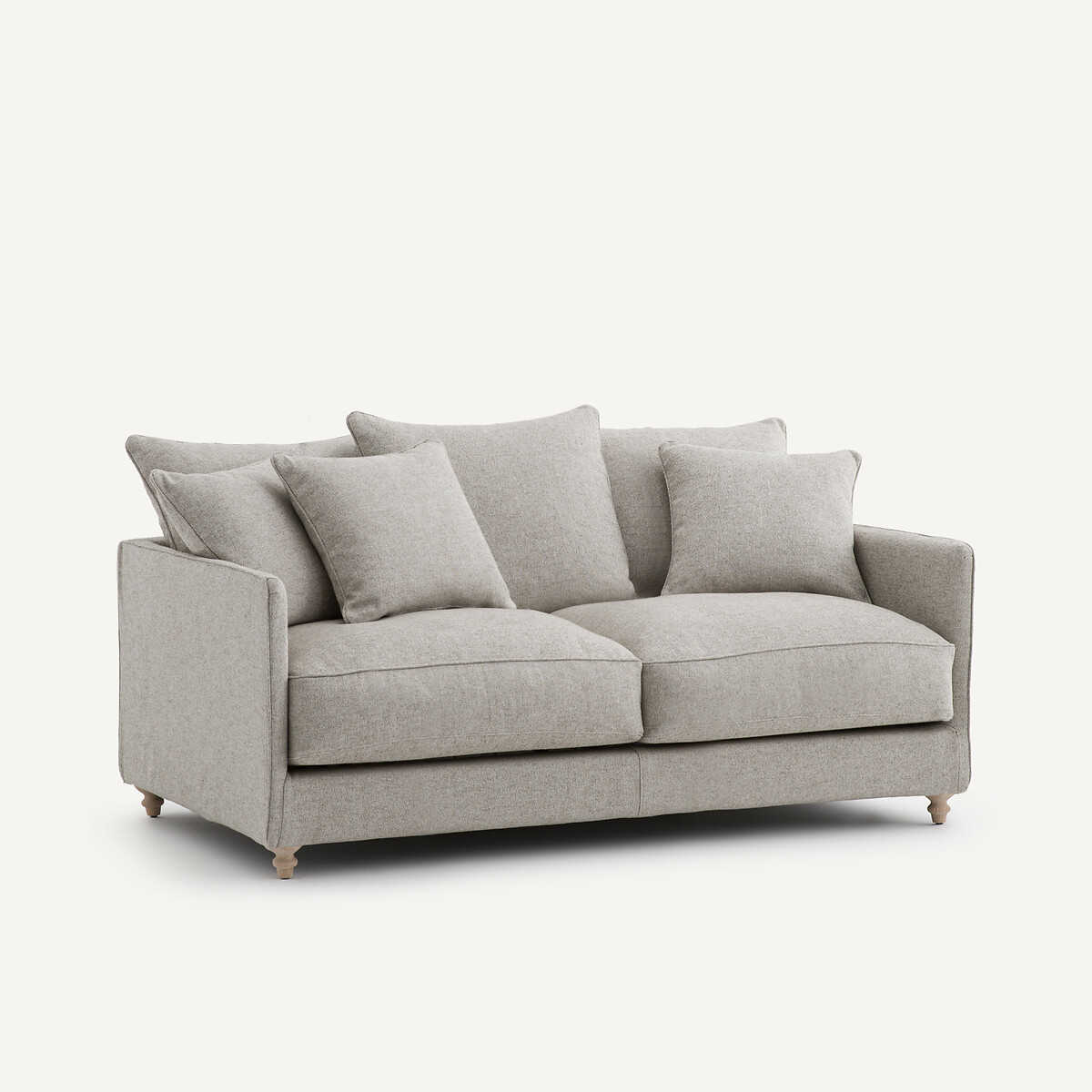 Canapé compact convertible en texturé viscose et lin, LAZARE naturel, AM.PM