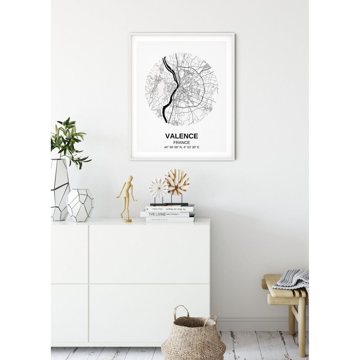 Affiche Carte Valence blanc, L'AFFICHERIE