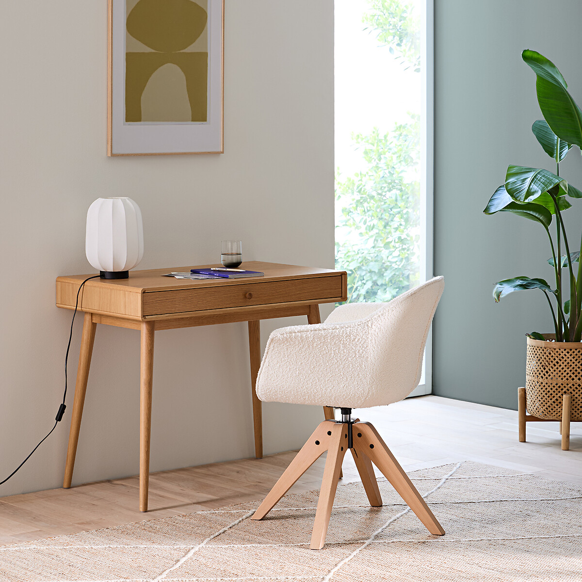 Bureau 1 tiroir, Miji chêne, LA REDOUTE INTERIEURS