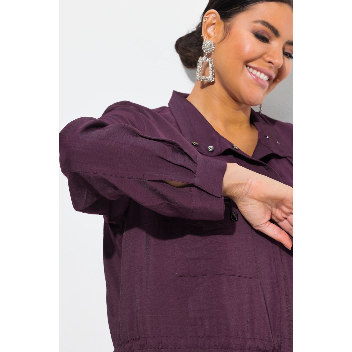 Veste en tissu « martelé » prune foncé, ULLA POPKEN